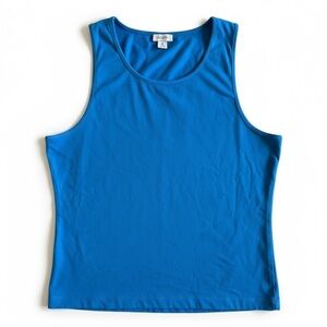 New J. Crew Stretch Cotton Tank Top Bright Blue Classic Scoop Neck Style Medium